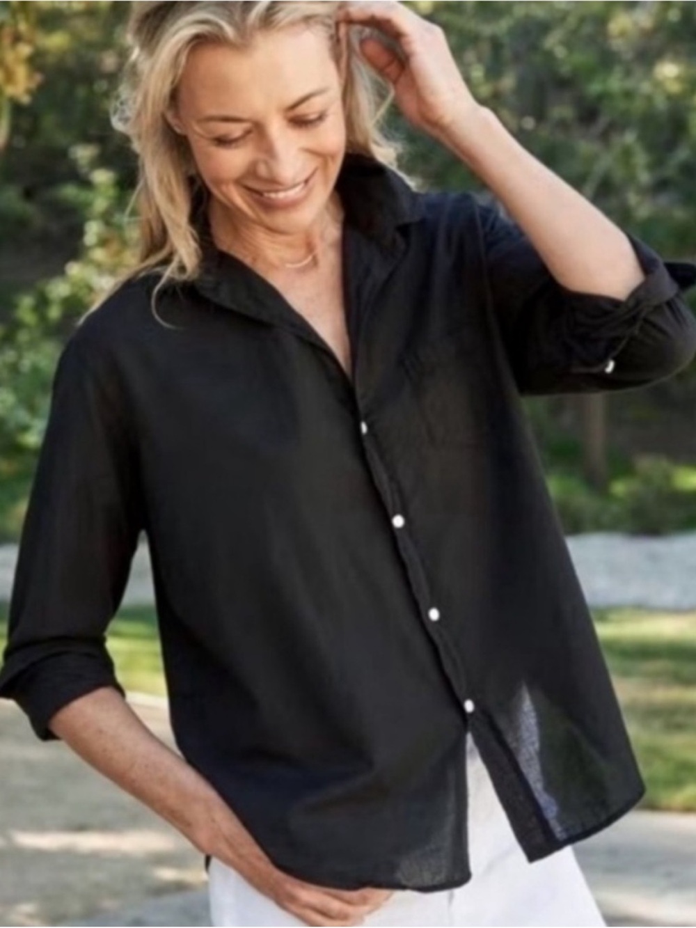 Frank & Eileen Blouse Barry Tailored Button Up in Black